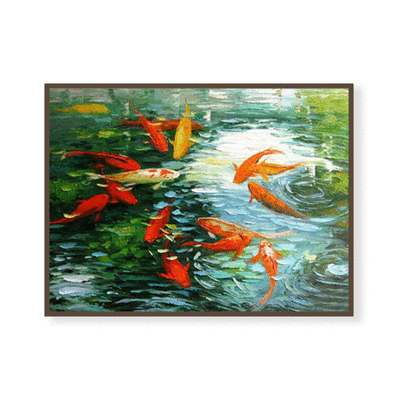 湖中鯉魚 | 手繪油畫