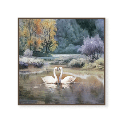 湖中天鵝 | 手繪油畫