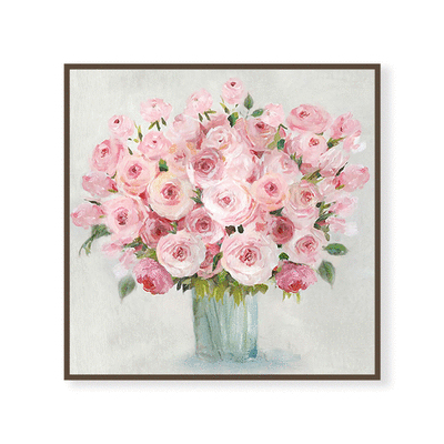 粉色玫瑰之花團錦簇 | 純手繪油畫